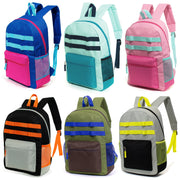17" Wholesale Backpacks | 2 Different Prints | Dual Mesh Side Pockets - Bulk Case of 24 Bookbags