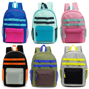 17" Wholesale Backpacks | 2 Different Prints | Dual Mesh Side Pockets - Bulk Case of 24 Bookbags