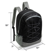 19" Deluxe Wholesale Bungee Backpacks in 6 Colors | Dual Mesh Side Pockets - Bulk Case of 24 Bookbags