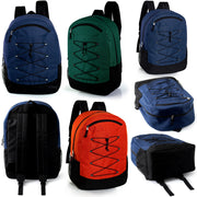 19" Deluxe Wholesale Bungee Backpacks in 6 Colors | Dual Mesh Side Pockets - Bulk Case of 24 Bookbags