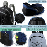 19" Deluxe Wholesale Bungee Backpacks in 6 Colors | Dual Mesh Side Pockets - Bulk Case of 24 Bookbags
