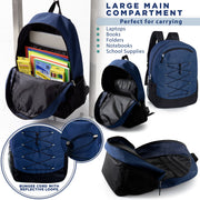 19" Deluxe Wholesale Bungee Backpacks in 6 Colors | Dual Mesh Side Pockets - Bulk Case of 24 Bookbags