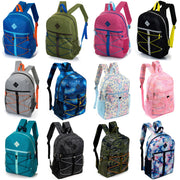 12 Wholesale 17" Bungee Backpack in 12 Colors & 12 Bulk School Supply Kits of Your Choice