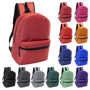 12 Wholesale 17" Basic Backpacks in 12 Assorted Colors & 12 Bulk School Supply Kits of Your Choice