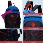17" Wholesale Bungee Backpacks in 6 Colors with Side Pockets - Bulk Case of 24 Bookbags