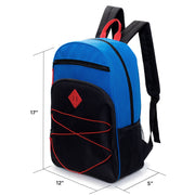 17" Wholesale Bungee Backpacks in 6 Colors with Side Pockets - Bulk Case of 24 Bookbags