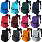 16" Kids Basic Wholesale Backpack in 12 Colors With Side Pocket - Bulk Case of 24 Backpacks