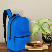 17" Kids Basic Wholesale Backpack in 12 Colors | Side Pocket - Bulk Case of 24 Bookbags