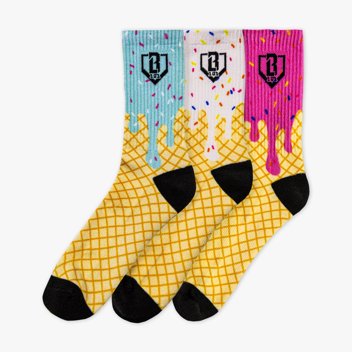 Ice Cream Performance Poly Socks 3-Pack - Cotton Candy
