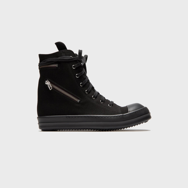 Rick Owens Cargo Sneaks Overdyed Denim - All Black