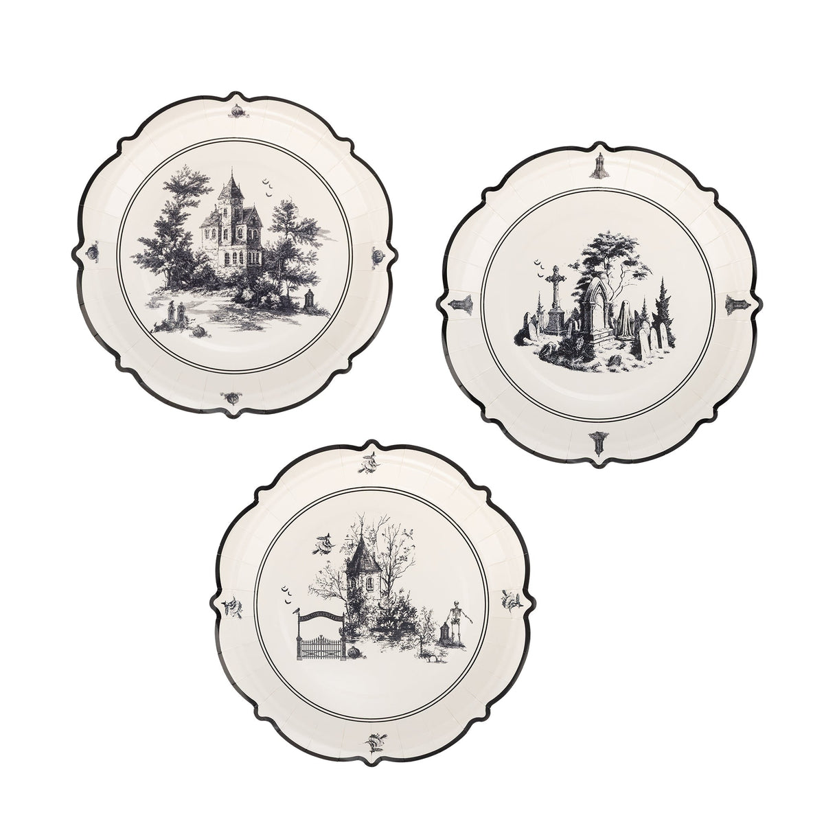 Halloween Scenes 9" Plate Set (9 plates)