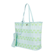 Blue Lattice Oversized Tote with Wallet