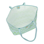 Blue Lattice Oversized Tote with Wallet