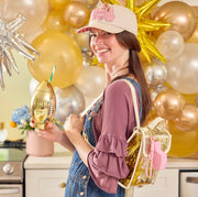 Confetti Glam Clear Mini Backpack with Gold Confetti