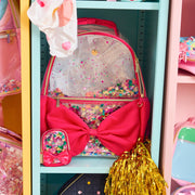 Mini Clear Bow & Jewels Confetti Backpack Bag Charm