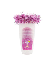 Wishful Drinking Reusable Party Cups with Pom Stirs (Set of 10)