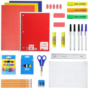 12 Wholesale 17" Bungee Backpack in 12 Colors & 12 Bulk School Supply Kits of Your Choice