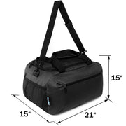 21" Black Wholesale Duffle Bag with 2 Storage Areas & Mesh Side Pockets  - Bulk Case of 12