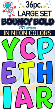23" Bouncy Bold BB 36 pc. Large Letter Set in Neon Colors