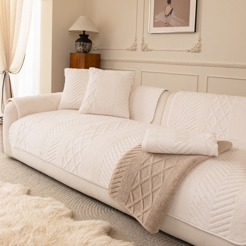 1pc of Multi-Color Plush Sofa Cushion, Cat Scratch Resistant, Machine Washable, Non-Slip Breathable Sofa Cover - First Encounter