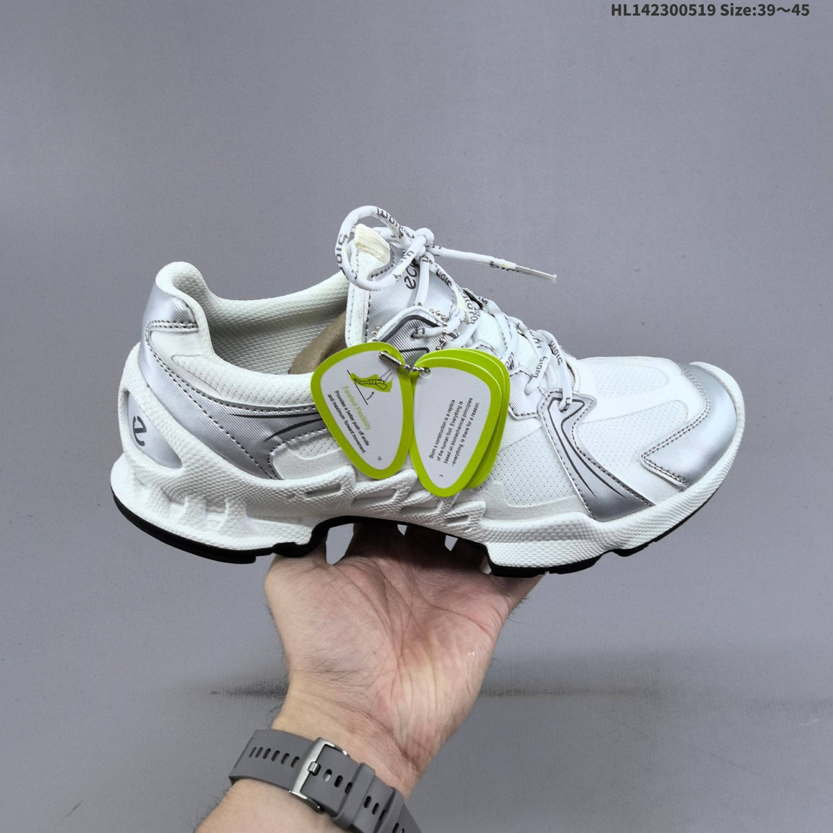 ECCO Biom C-Trail Low-Top Sneakers, White and Silver