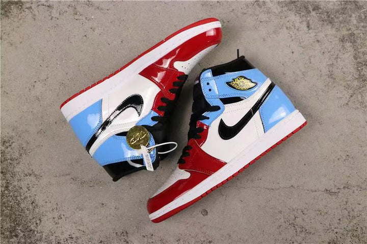 Air Jordan 1 Fearless High-Top Sneakers in Red, White and Blue
