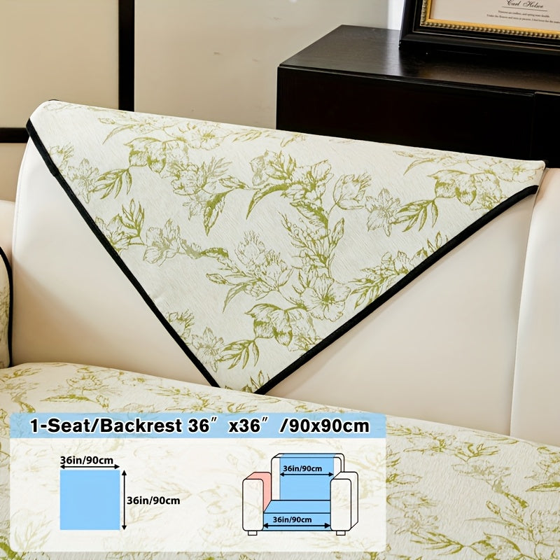 1pc of Chenille Sofa Cushion, a New High-Quality, Dust-Resistant Seat Cushion with Backrest Towel, Suitable for All Seasons, Universally Anti-Slip And Resistant to Cat Scratches, Machine Washable And Can Also Be Hand Washed