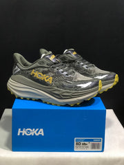 HOKA Stinson 7 Trail Running Shoes, Gray and Yellow