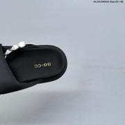 GG-CC Black Embellished Platform Thong Sandals