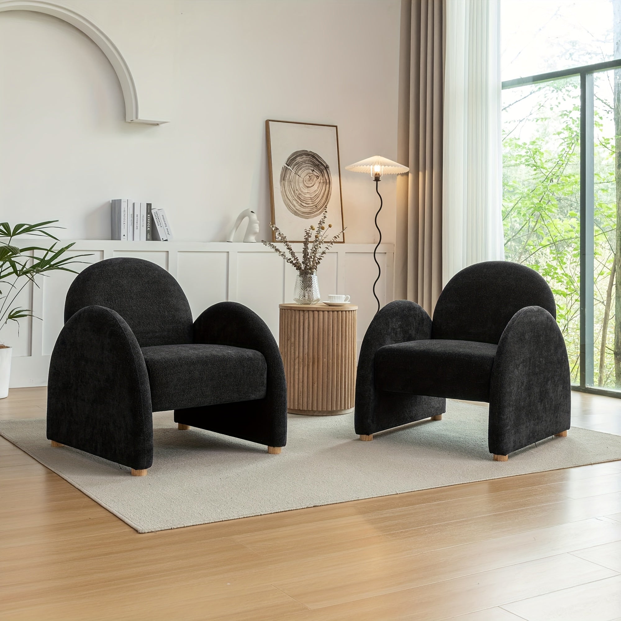 Modern Accent Chair, Upholstered Boucle Arm Single Sofa, Comfy Armchair, Fluffy Reading Chair For Living Room, Bedroom, Home Office