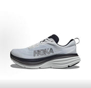 HOKA Bondi 8 White and Black Running Shoes