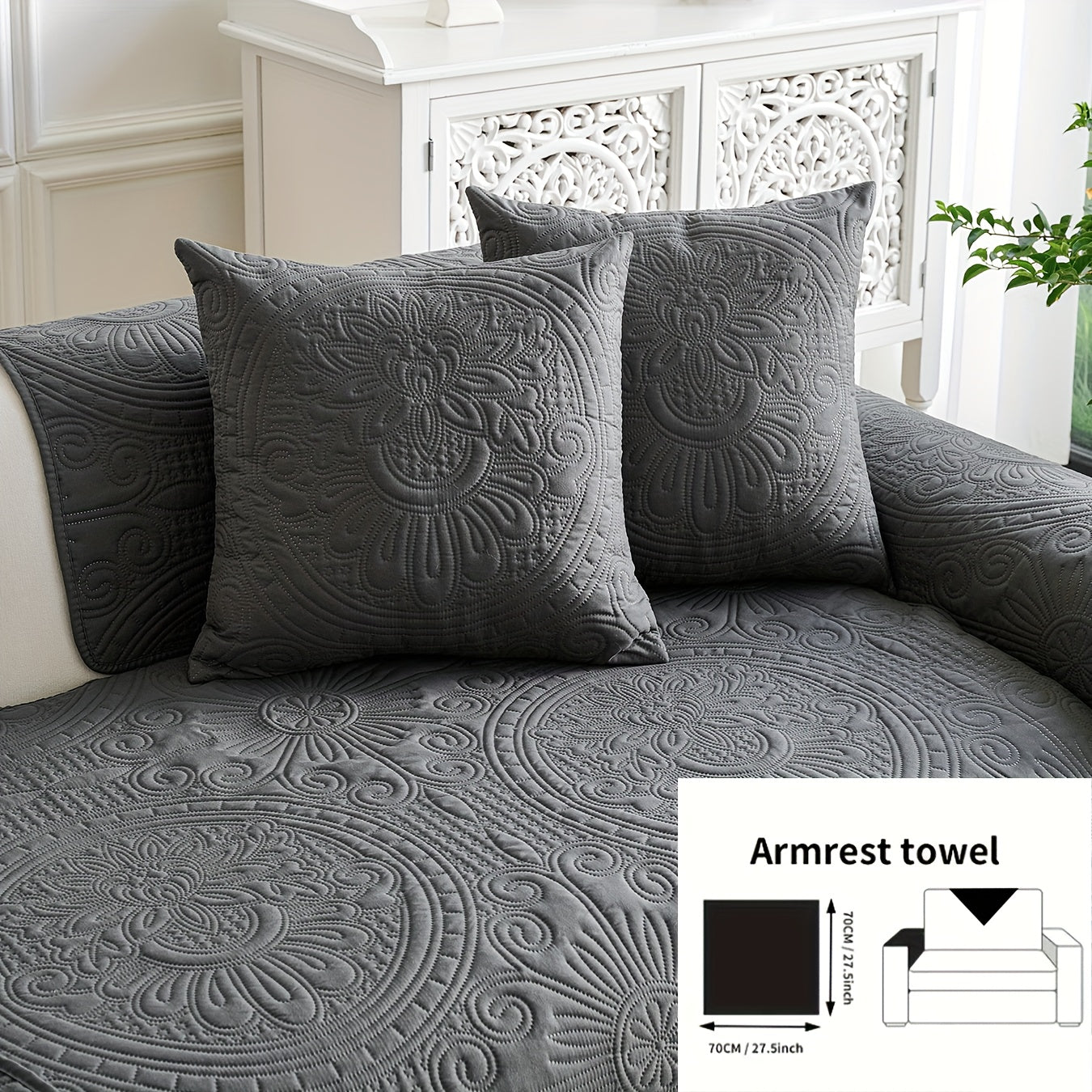 - (Yuanxin) a Single Solid Color Sofa Cushion, Featuring a Modern Ultrasonic Embossing Design, Available in Various Styles And Sizes Suitable for Different Settings, a Universal Non-Slip Sofa Cover for All Seasons, And a Furniture Protection Cover