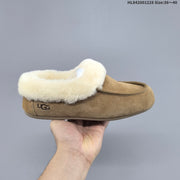 UGG Classic Mini Dipper Suede Slippers with Faux-Fur Trim