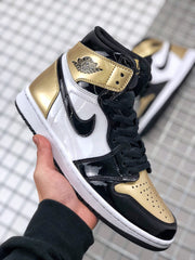 Air Jordan 1 High Gold Toe Black and Gold Sneakers