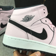 Air Jordan 1 Mid Pink and Black High-Top Sneakers