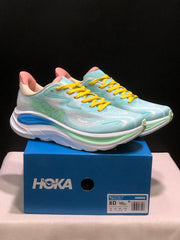 HOKA Clifton 10 Running Shoes in Aqua and Yellow