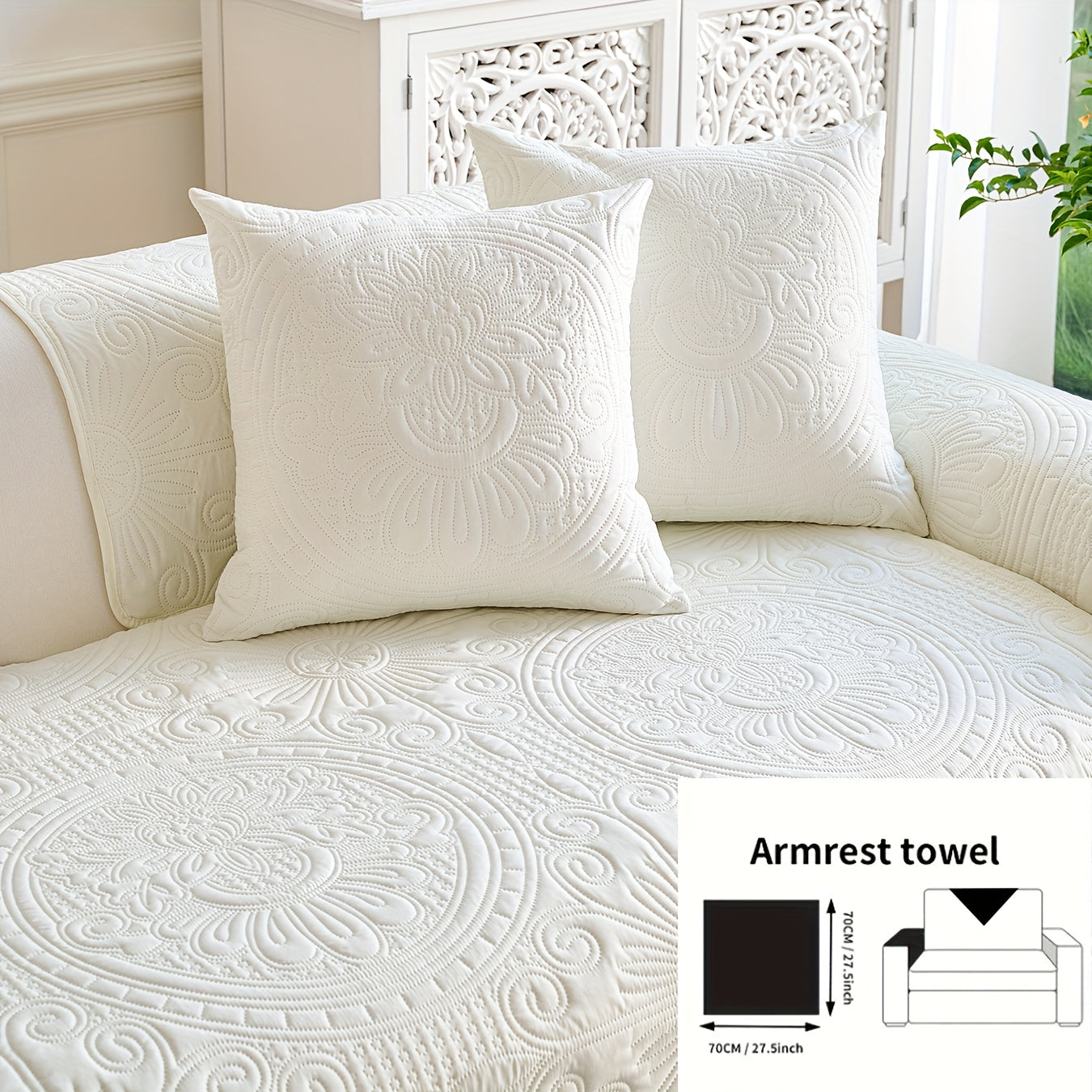 - (Yuanxin) a Single Solid Color Sofa Cushion, Featuring a Modern Ultrasonic Embossing Design, Available in Various Styles And Sizes Suitable for Different Settings, a Universal Non-Slip Sofa Cover for All Seasons, And a Furniture Protection Cover