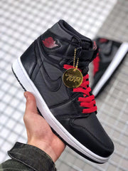 Air Jordan 1 High OG Black Satin Black Red Sneakers