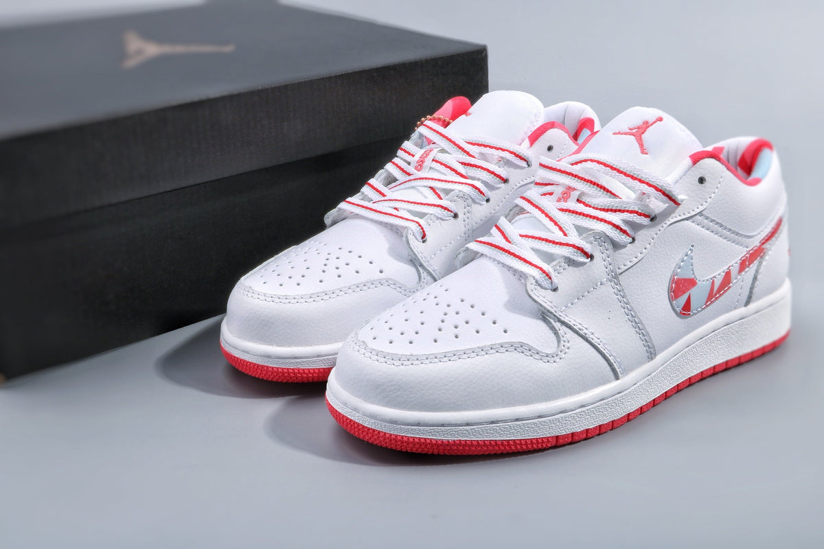 Nike Air Jordan 1 Low White and Pink Women's Sneakers