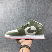 Air Jordan 1 Mid GG Sneakers in Olive Green and White