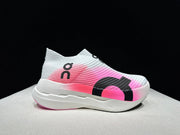 On Cloudboom Strike LS Running Shoes in Pink and White