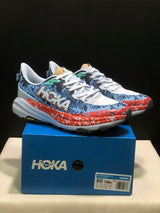 HOKA Speedgoat 6 Trail Running Shoes, Blue and Orange