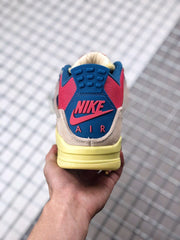 Union x Air Jordan 4 Sneakers Pink Beige Navy Yellow