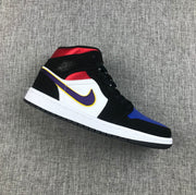 Air Jordan 1 Mid SE Black Purple Yellow Sneakers 852542-005