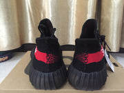 Yeezy 350 V2 Black and Red Knit Sneakers