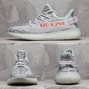 Yeezy 350 V2 Knit Sneakers in Gray and Mint