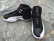 Air Jordan 12 Women's High-Top Sneakers, Black and White