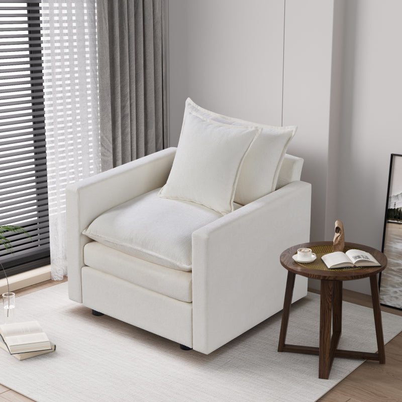 Cozy Deep Single-Seat Sofa with Chenille Fabric, Perfect for Reading in The Living Room