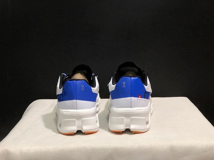 On Cloudmonster Sneakers in Mist White and Blue