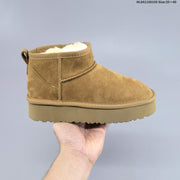 UGG-Style Mini Platform Winter Boots in Chestnut